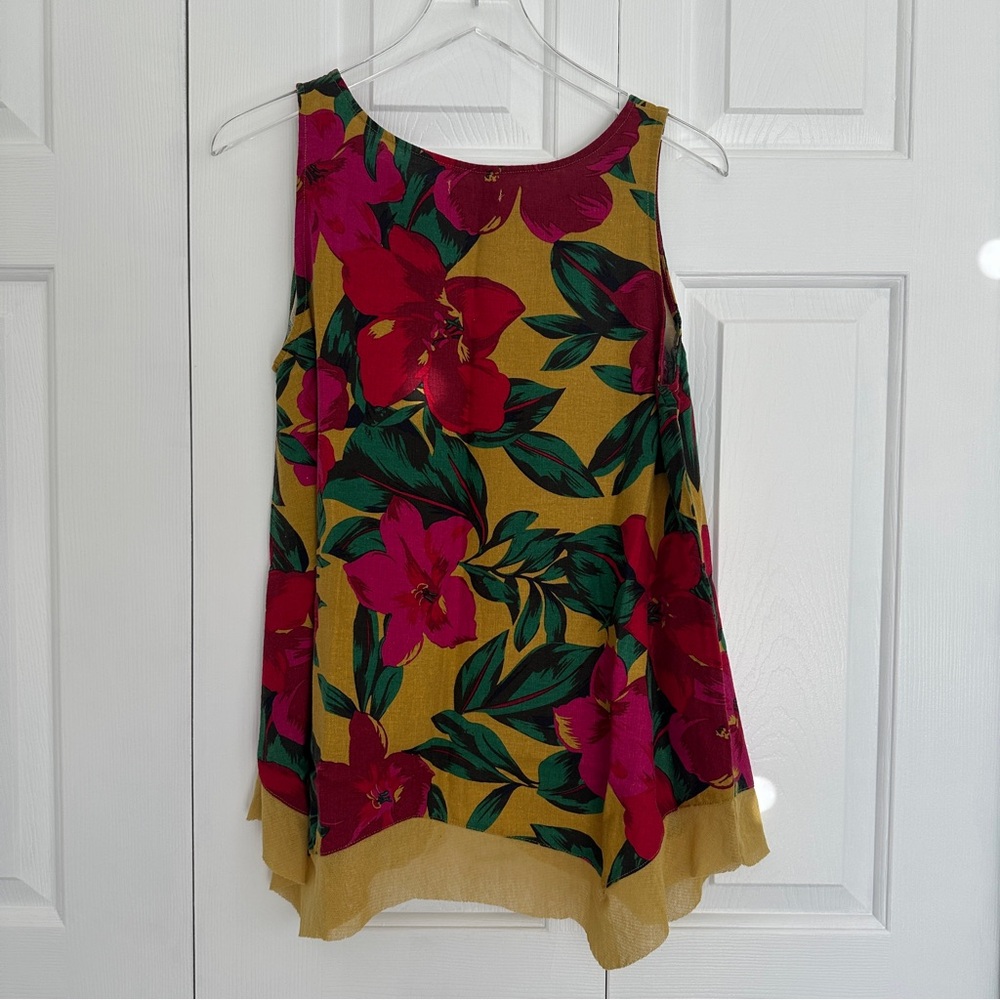 For Cynthia | Floral Sleeveless Linen Blend Blouse